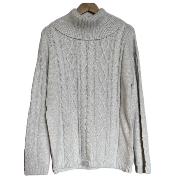 Talbots - Grey Sparkle Turtleneck/Cowl Sweater | Large - Picture 1 of 5
